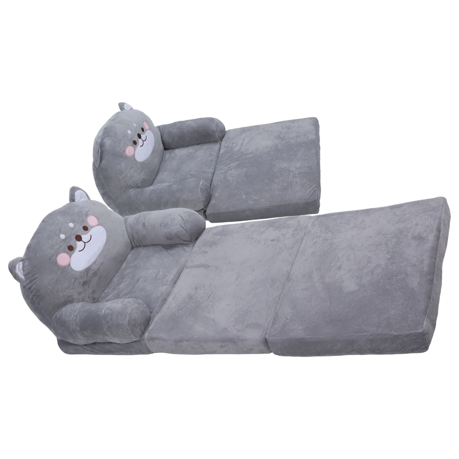 Kids Sofa Cartoon Gray Dog  Foldable Wide Handle Soft Breathable Toddler Chair for Reading Relaxing Sleeping Toddler Chair