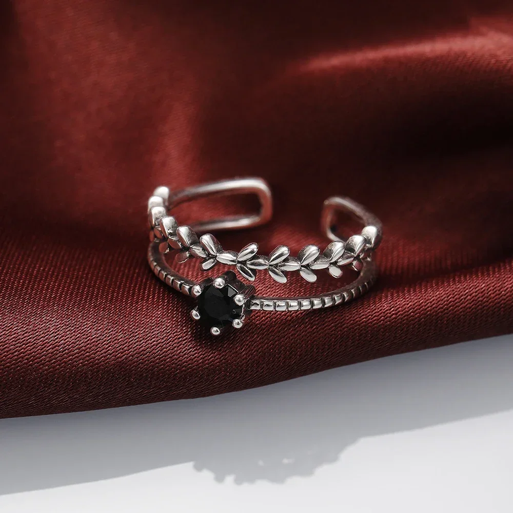 Women's Wedding Rings Adjustable Black Stone Two Line Opening jewelry rings,ring jewelry,wedding rings,finger rings,womens ring