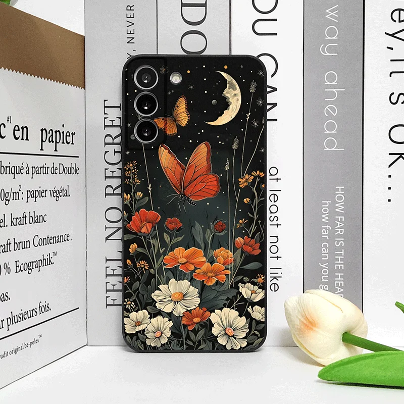 Aesthetic Moon Butterfly Flower Frosted Soft Phone Case