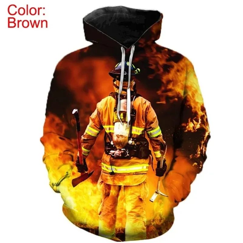 thumbnail image 1 of Sudadera con capucha de bombero con estampado 3D para hombre, sudadera con gráfico de bombero, sudadera informal de gran tamaño, novedad en sudaderas y sudaderas, chándal, 1 of 4
