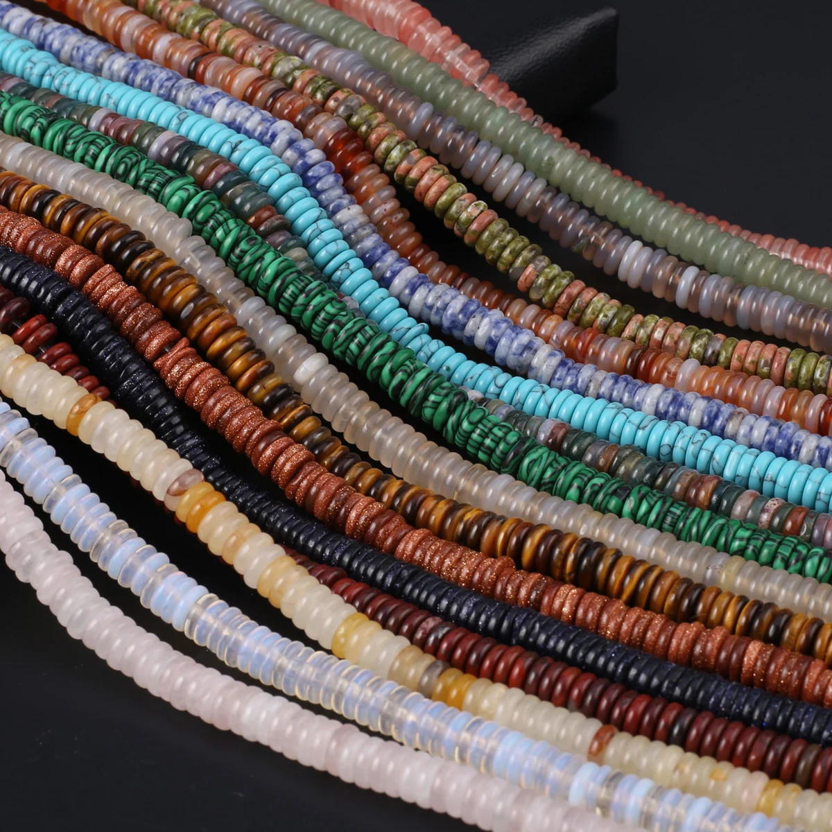 

Natural Stone Beads Disc Shape Turquoise Opal Pink Crystal Loose Spacer Beads for Jewelry Making DIY Necklace Bracelet Accessory