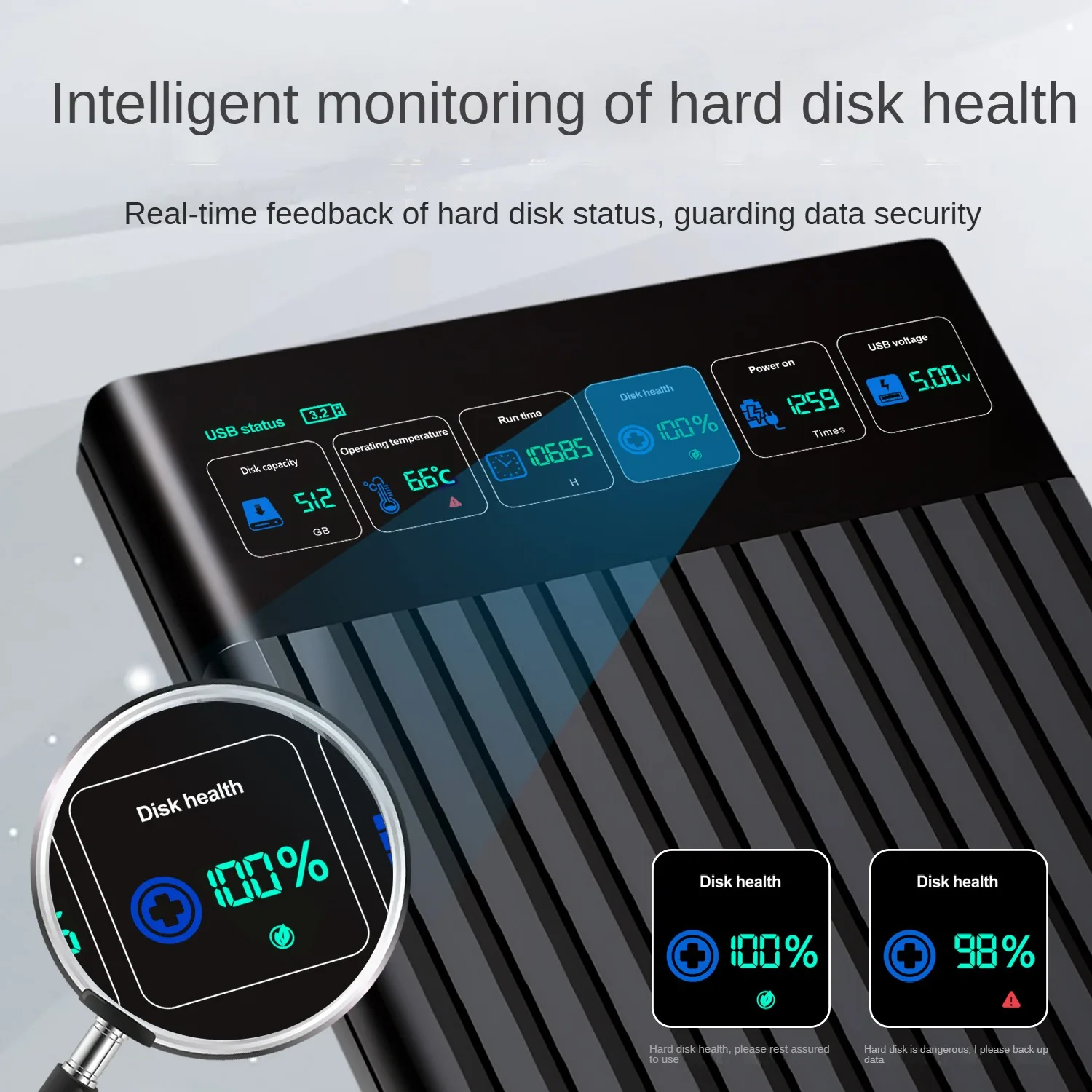 고속 USB3.1 2.5인치 SATA HDD 외장 케이스 (LED 디스플레이, 6Gbps, PC 저장용)