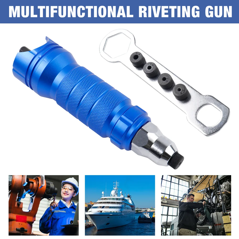 Pull Rivet Gun 2.4mm 3.2mm 4.0mm 4.8mm 6.4mm Aluminum Alloy Rivet Gun Electric Gun Converter Home Cordless Riveting Tool