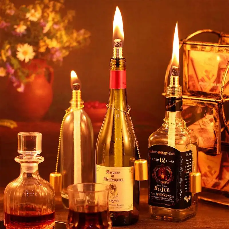 Wine Bottle Torch Kit 4-piece Wine Bottle Flashlight Kit Oil Lamps Replacement Wick Hardware Kit Copper Lamp Cover Brass Wicks 1w 3v 4 5v 6v led upgrade bulbs p13 5s led conversion kit bulbs flashlight torch replacement bulb for 2 3 4 aa c d cells 4 set