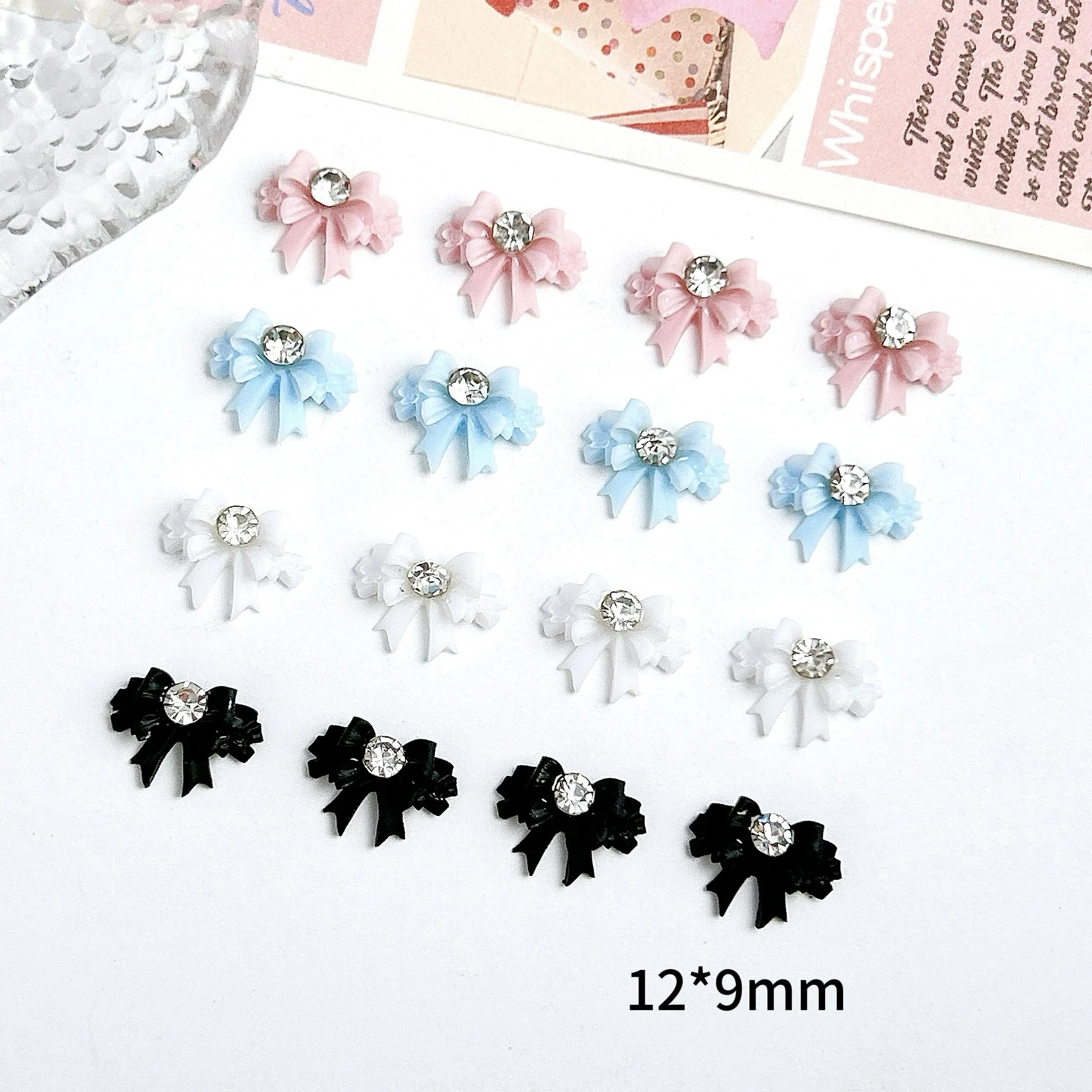 30PCS Solid Color Fairy Bows Nail Charms