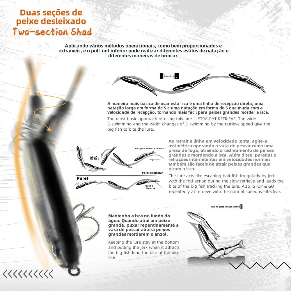 3D Print Swimbait 43g 177mm Multi Jointed Bait 2 Segment Glide S Swimming Slow Sinking Fishing Lures Artificial Hard Bait