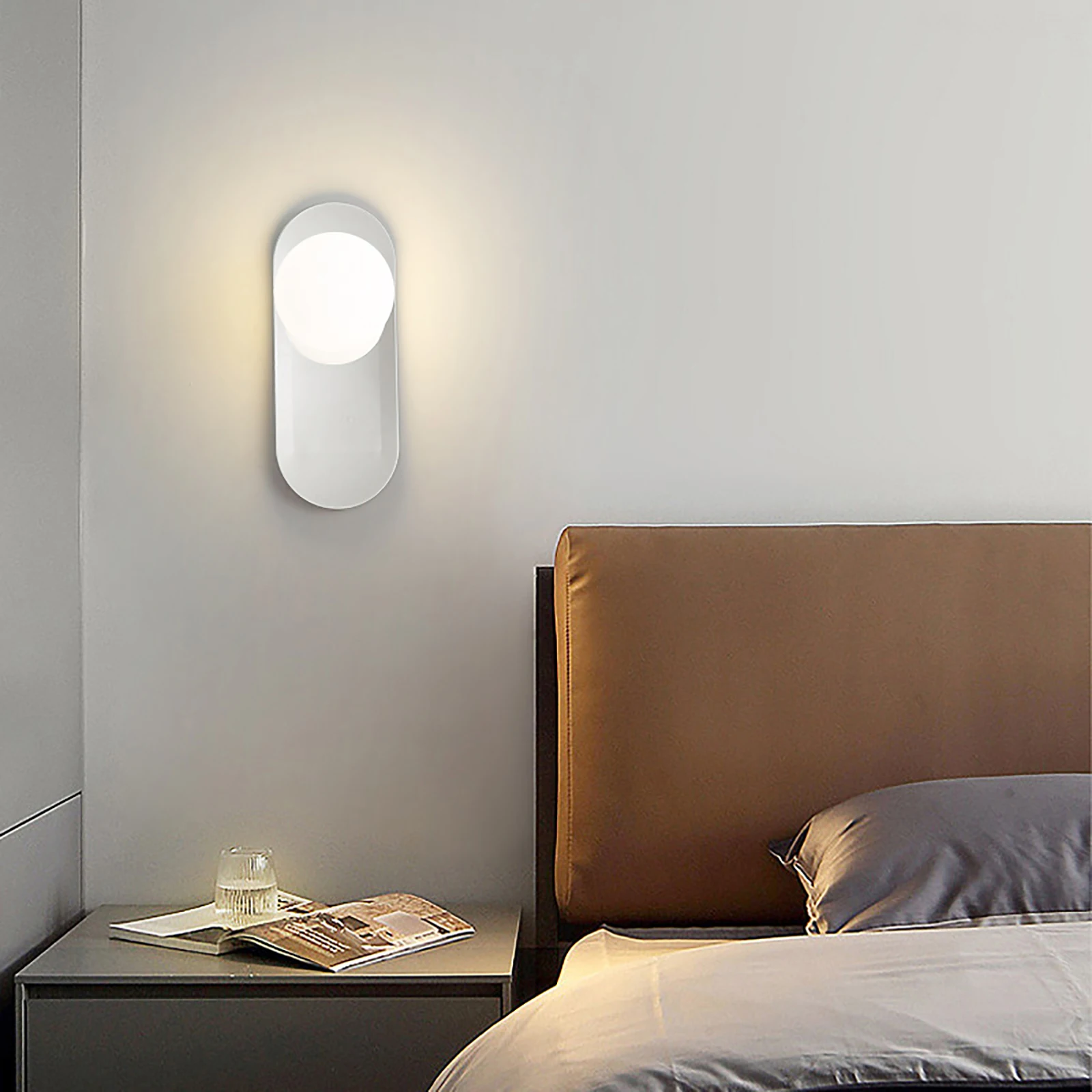 Chrome Wall Sconces, Modern LED Wall Lamp w/Glass Ball, 3000K Warm White Light for Living Rm, Bedrm, Bath Vanity (No Switch)