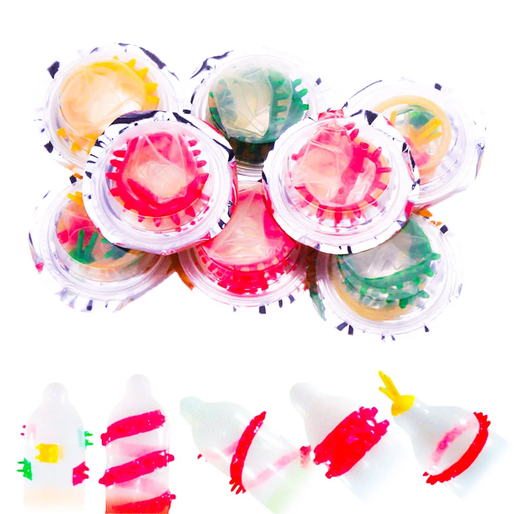 12pack thorns Clitoris Squirt Vibrate Sleeve Adult Sensitive Dotted Ribbed G-Spot Stimulate Finger Candoms Sex Toys for man