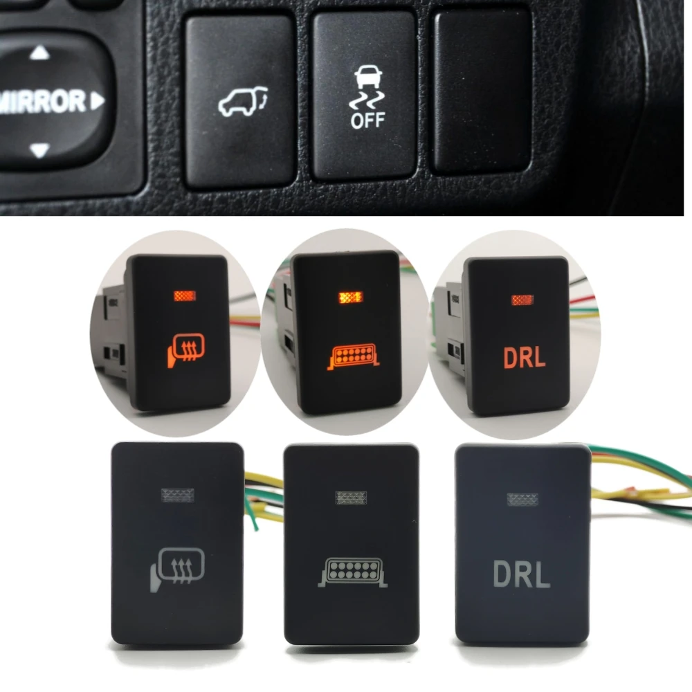 

Orange LED Light Car Rearview Mirror Heating Light Bar DRL Push Button Switch with Wire for Suzuki Jimny 2019 2020 2021