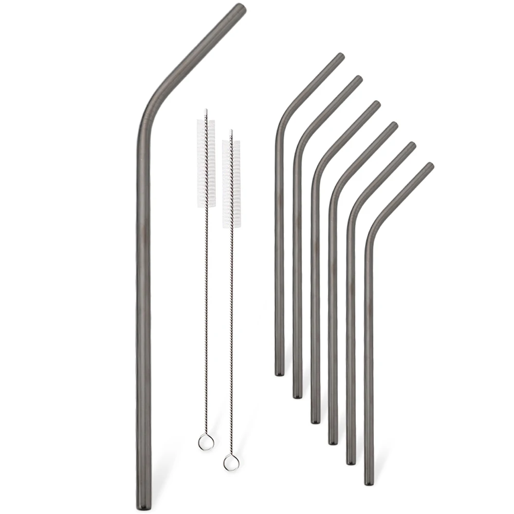 Reusable Stainless Steel Drinking Straws Set - 9 Piece Kit for Beverages & Cocktails