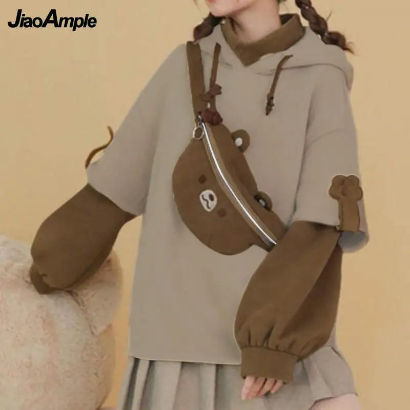 Women's Autumn Fashion Fake Two Piece Hoodie Sweater +Wide Leg Pants Suit Korean Elegant Tracksuit Female New Chic Matching Set