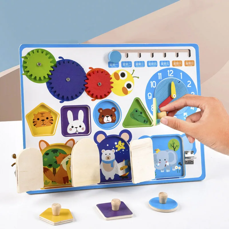 

Wooden Montessori Toys For Kids Colorful Lock Box Busy Board Early Education Baby Sensory Training Unlocking Educational Toy
