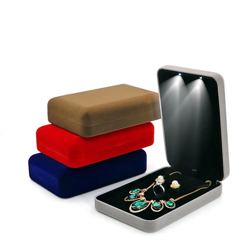 Luxury LED Velvet Jewelry Box – Elegant Organizer Case for Rings, Necklaces, Earrings, ... - SKU LJB17001 - UGI Packaging