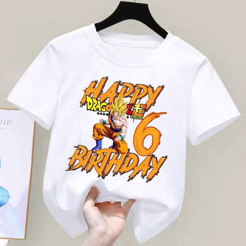 Dragon Ball Boy Number T Shirt Birthday Baby Clothes Anime Cartoon Children Cotton T Shirt Summer T Shirt Short Sleeve Tees Tops