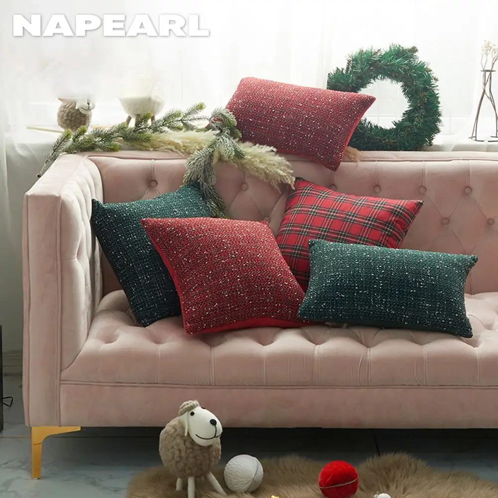 

NAPEARL Red Classic Plaid Cushion Cover 30x50cm/45x45cm Sofa Pillow Cover Pillow Cases Christmas Decoration Home Decor