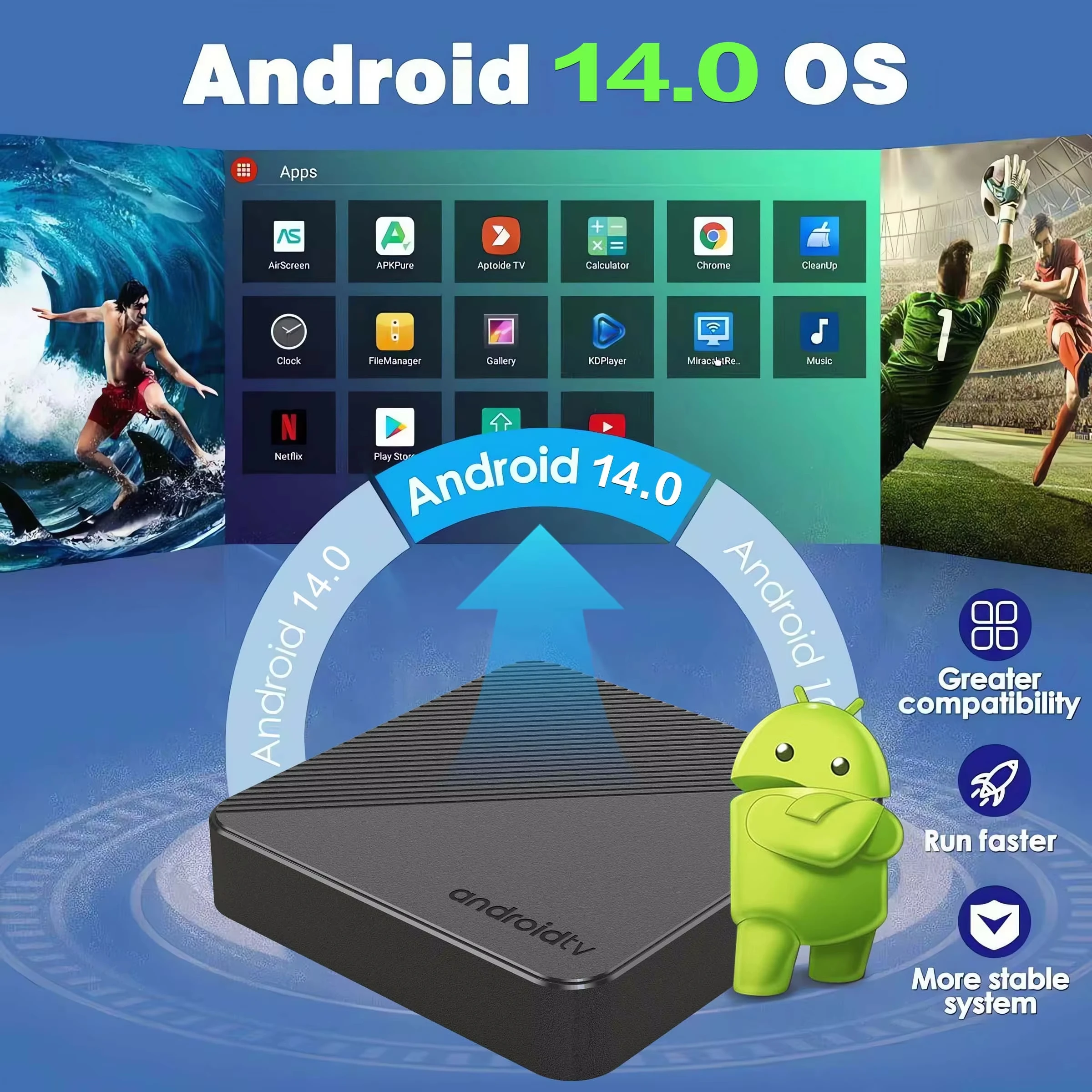 Android TV Box T8 Android 14 Dual-Band WiFi 4GB RAM 64