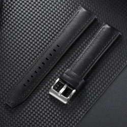 Universal Quick Release Leather Silicone Watch Strap - 20mm/22mm - Unisex Replacement Belt - 22mm (Black)