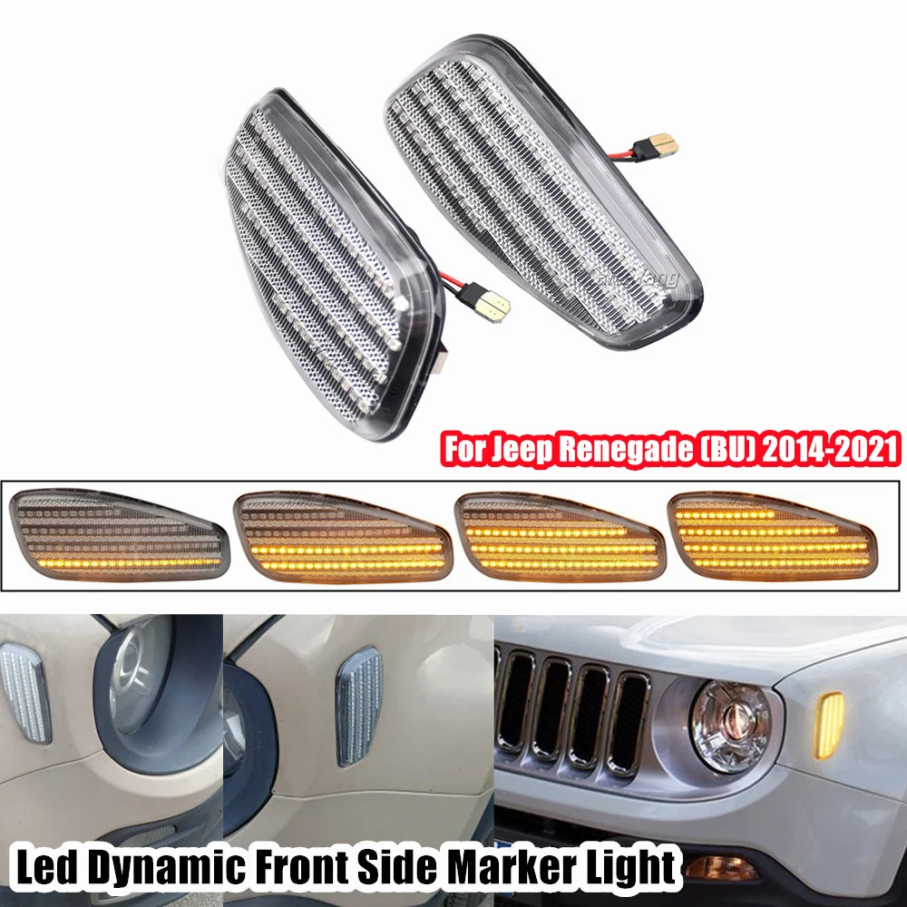 

Для Jeep Renegade BU 2014-2021 фонарь Янтарный фонарь с динамической боковой стороны фонарь для переднего указателя поворота автомобиля ретрансляторные лампы 68256049AA