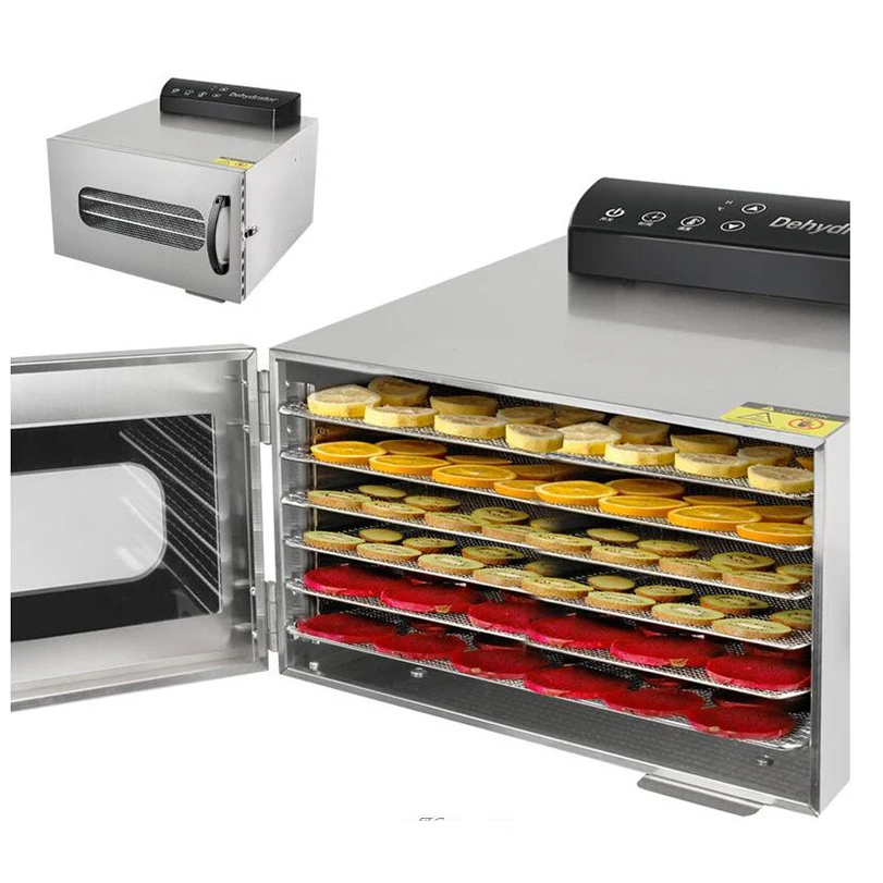 110V/220V 6 Trays Stainless Steel Dried Food Dehydrator Fruit Vegetable Snacks Dehydration Air Dryer Meat Herb Drying Machine