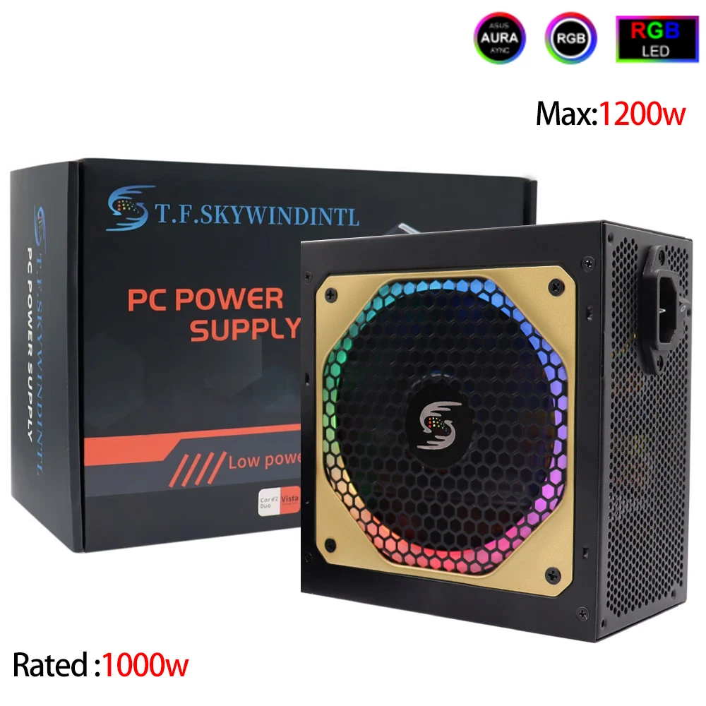 

T.F.SKYWINDINTL 1000 watt Gold Power Supply 1000W Fully Modular ATX Computer PSU For ATX Desktop Gamer Power Source