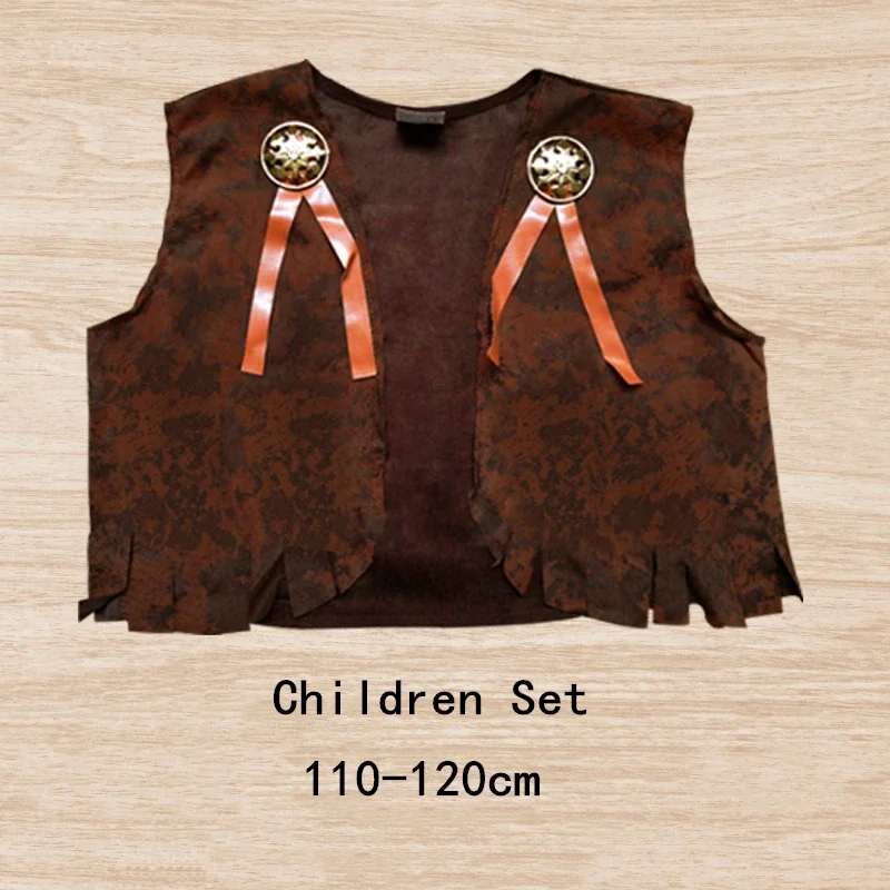 Costume Da Cowgirl Per Bambina – Set Con Cappello, Gilet Frangiato, Gonna A Pois E Bandana Rossa, Marrone, Per Halloween E Feste
