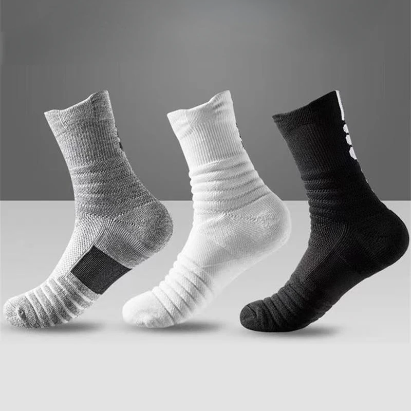 

3pairs/lot Men's Compression Stockings Breathable Basketball Sports Cycling Socks Moisture Wicking High Elastic Tube Socks
