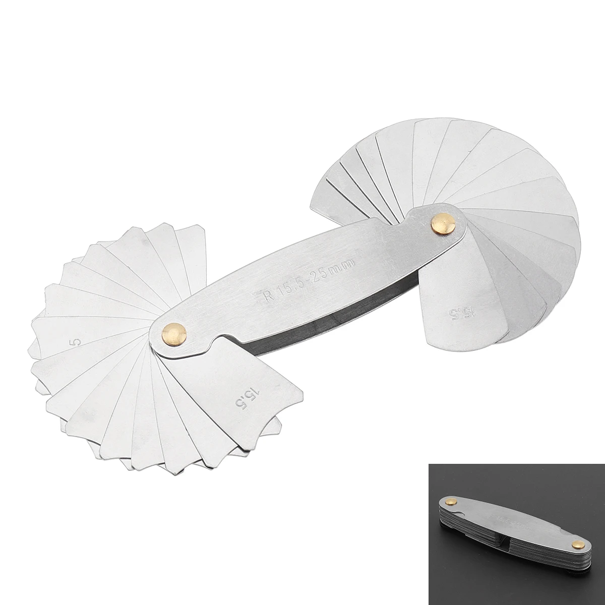 

30 Blade Thread Gauge R15.5 - 25 Stainless Steel Radius Gauge Metal R Gauge for Checking Thread Pitch Measuring Tool