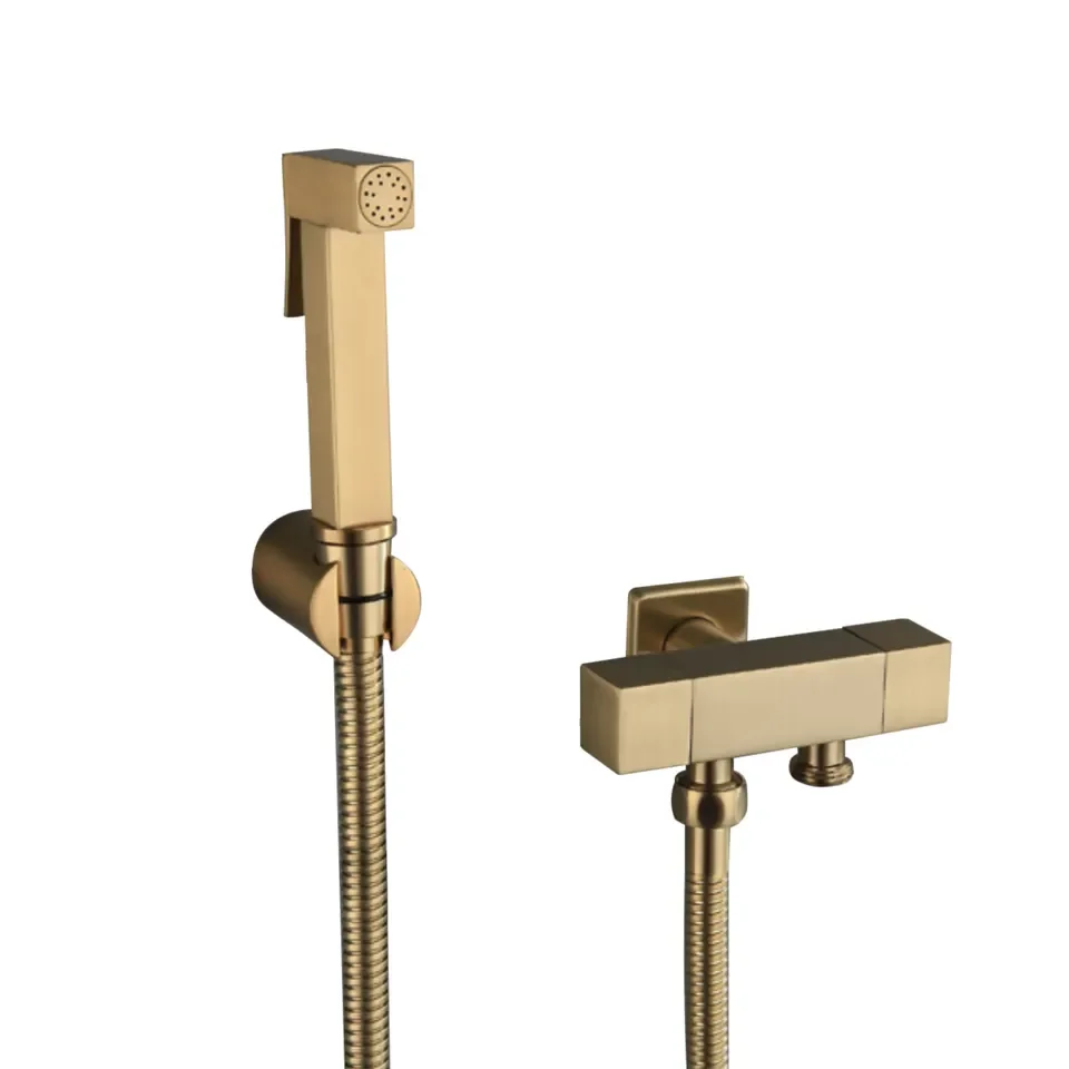 

2023 tiktok trend brush gold brass handle hot and cold bidet sprayer