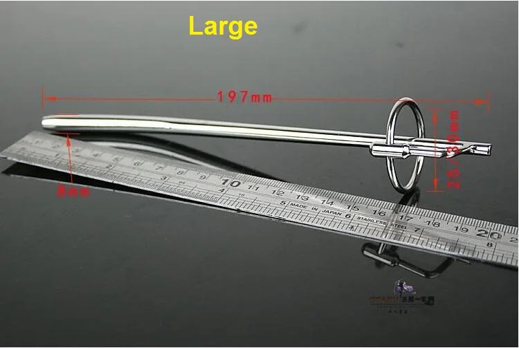 Male Stainless Steel Catheter Tube W Cock Ring Urethral Sounding Stretching Stimulate Penis Plug Adult BDSM Sex Toy A526