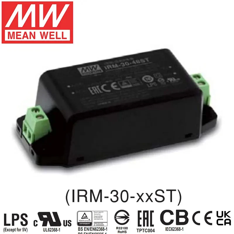 Mean Well Switching Mode Fonte de Alimentação Green Power Module Supply Irm3024 Irm-30-24st 30w 12v 24v ac dc Mean Well Pcb Mount