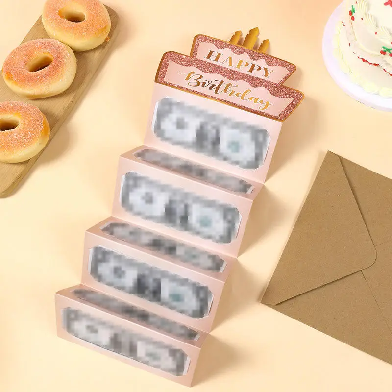 돈 생일 카드 생일 현금 봉투 접이식 현금 홀더 인사말 봉투 어린이 청소년을 위..