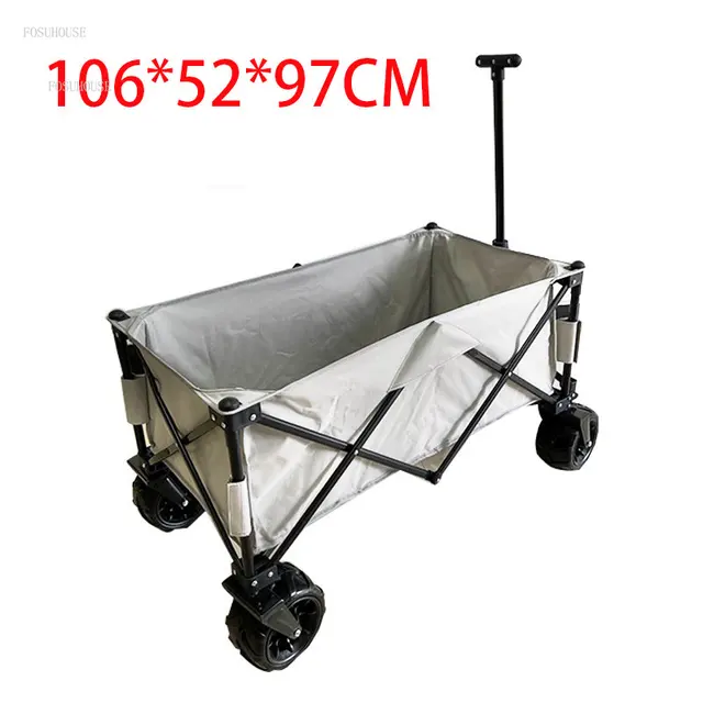 Négykerekű Összecsukható Húzó Kocsi Kültéri Kemping Halászkocsi Otthoni Kerti Szekerek Hordozható Szupermarket Élelmiszerbolt Kocsik - Image 6