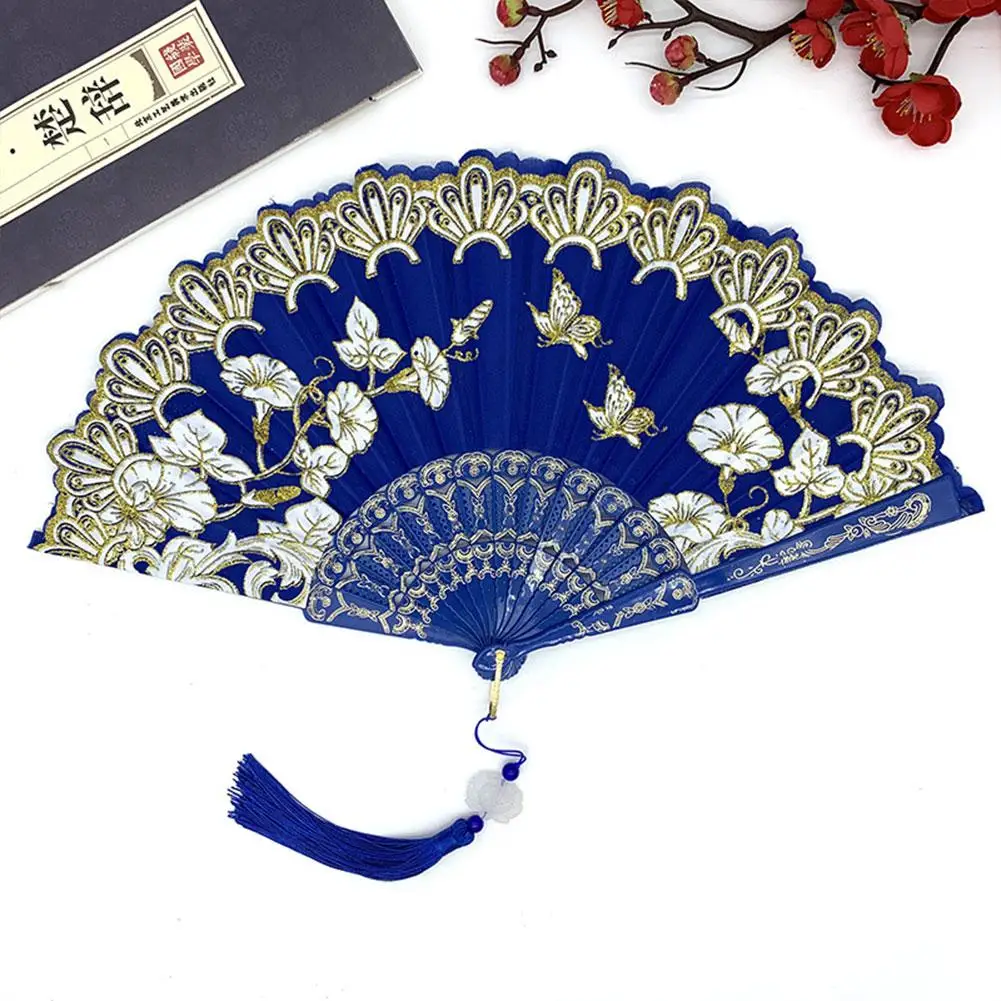 thumbnail image 4 of Abanico plegable de estilo antiguo, abanico portátil de danza china para mujer, para accesorios de fotografía de cheongsam clásico, abanicos de mano para bodas, fiestas, Gif Q3T1, 4 of 6