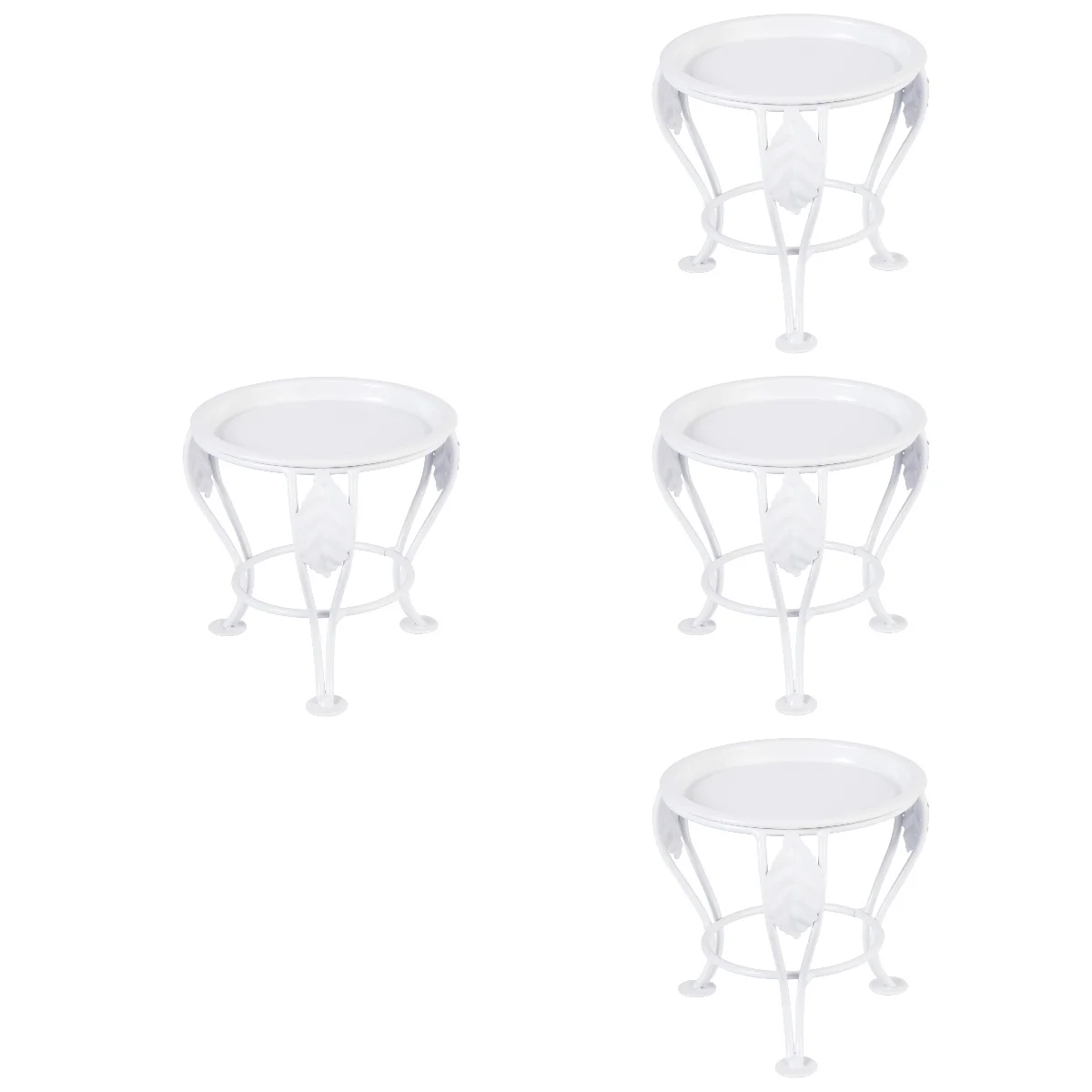 

4pcs Iron Metal Mini Small Flower Plants Pot Stand for Balcony Desk (White)