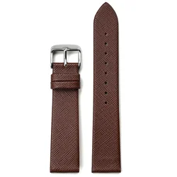 Premium Genuine Leather Smart Watch Band - Soft Cowhide Strap - 18mm (Brown)