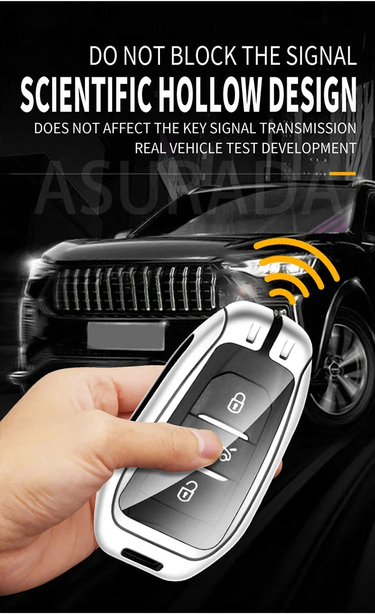 Car Zinc Alloy Key Case Bag For Peugeot GTLine 407 607 208 308 408 508 608 2008 3008 4008 5008 RCZ Car Key Chain Metal Key Shell