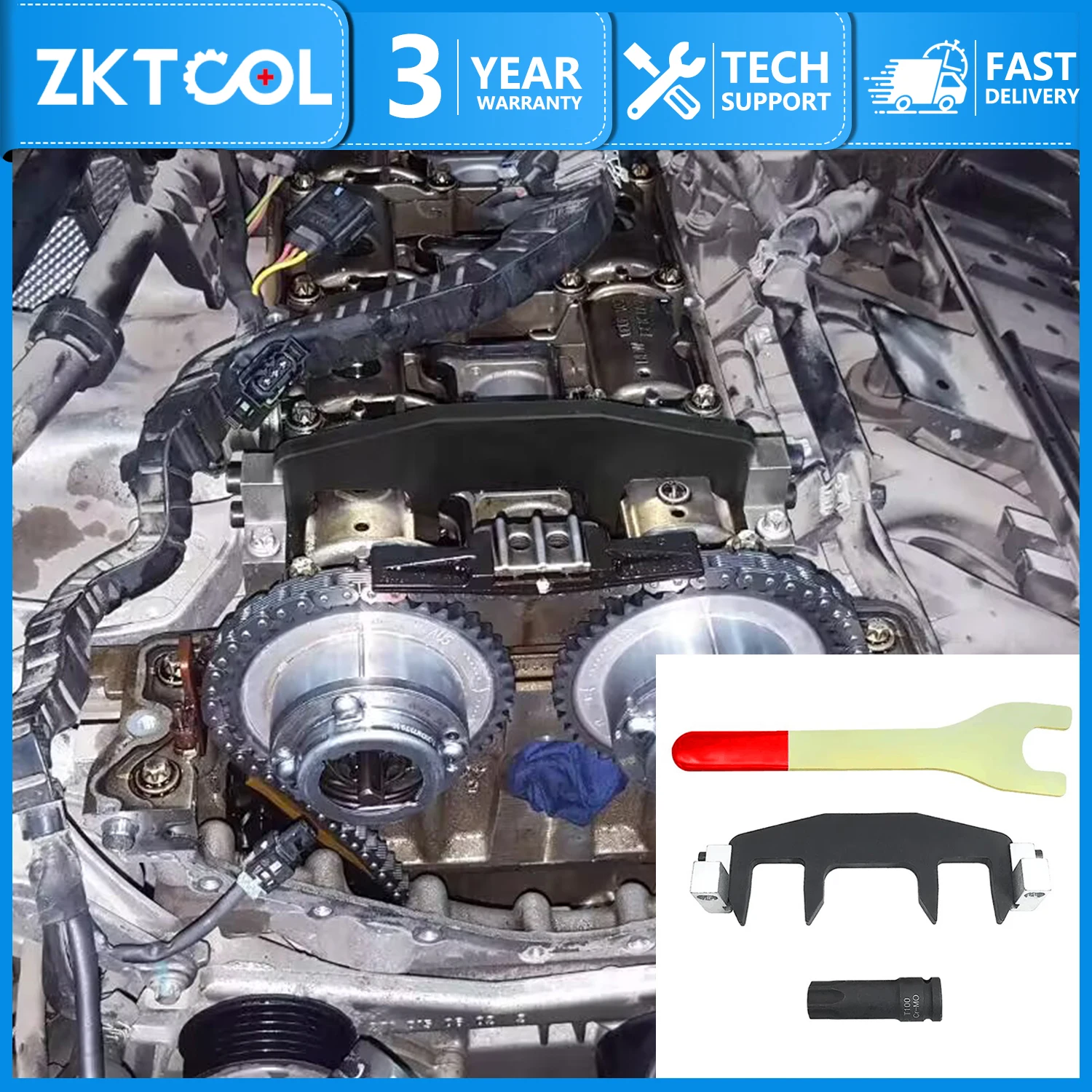 Auto Motor Timing Tool Kit für Mercedes Benz M271 C200 C180 E260 Nockenwellen verriegelung Tool Kit T100 Sockel – Detail 1