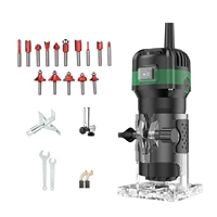 Router Tool 800W Compact Palm Wood Router Tool for Woodworking Electric Hand Trimmer Cutting Planning Tool with 1/4'' Router Bit 1