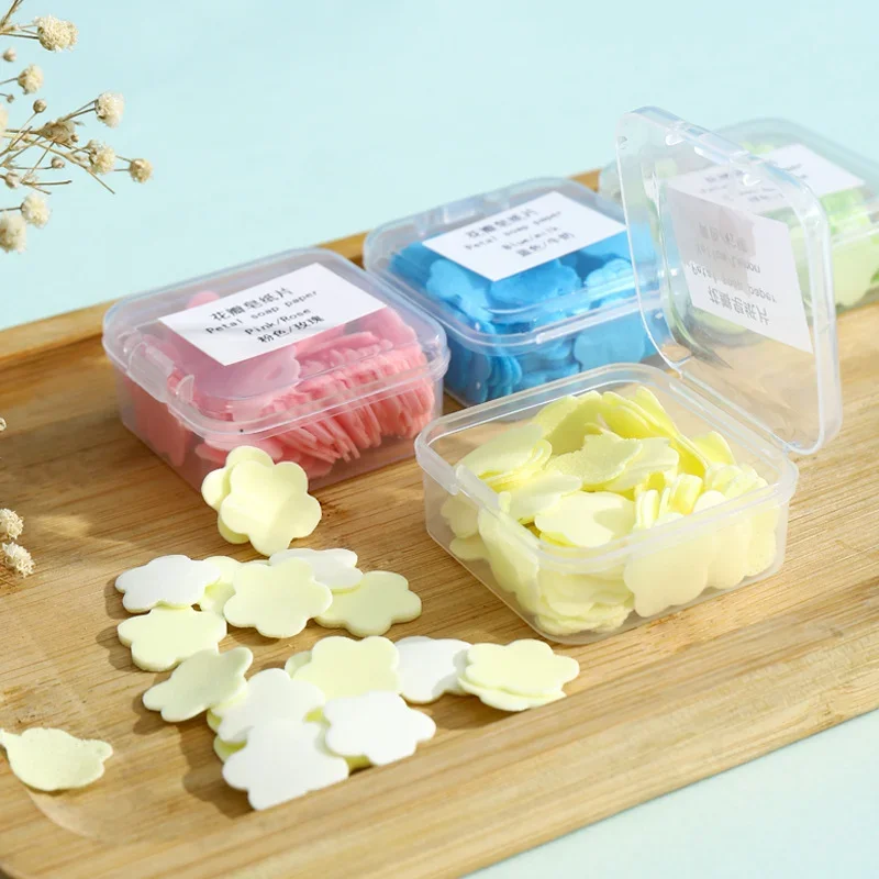 

100pcs Soap Paper for Travel Soap Washing Hand Bath Cleaning Scented Slice Sheets Flower Shape Foaming Paper Soap Dishes