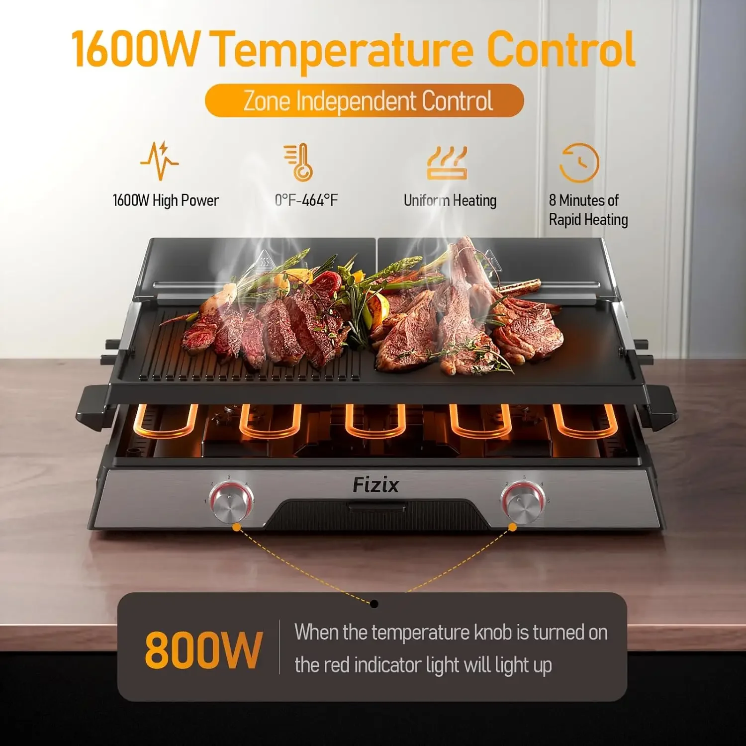 Griddle Nonstick 1600W,Electric Griddle for Indoor and Outdoor,Adjustable Temperature Controls,Griddle Pan Electric for Pancakes 2