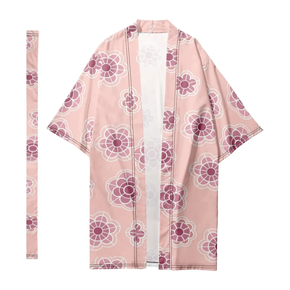 

Men's Japanese Long Kimono Fashion Cardigan Samurai Costume Traditional Kimono Chic Sakura Pattern Kimono Shirt Yukata Jacket