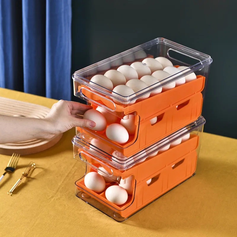 1PC Slide Style Egg Storage Box, Double-layer Automatic Replenishment Egg Box, Kitchen Use Rolling Egg Duck Egg Preservation Box