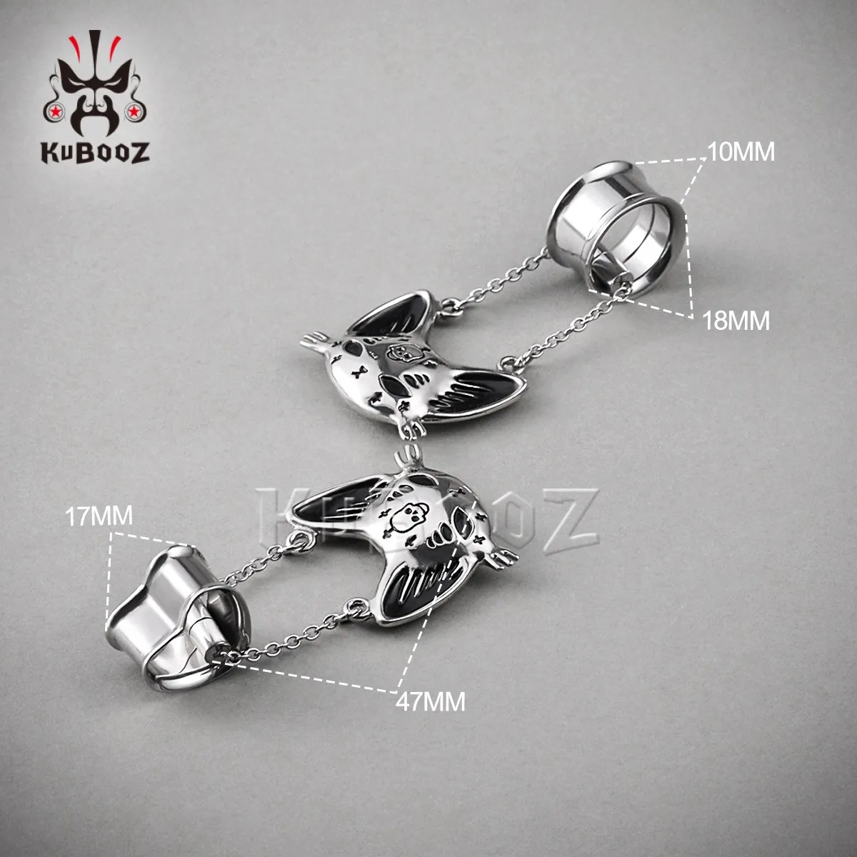 KUBOOZ 사이버 캣 이어 터널 2쌍 플러그 게이지 세트, 저자극성 스트레칭 키트 및 피어싱 애호가를 위한 자석 고스 주얼리
