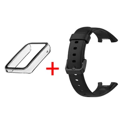 Premium Full Cover PC Case with Tempered Film & Strap for Mi Band 7 Pro - Screen Protector Shell Included (Clear Set)