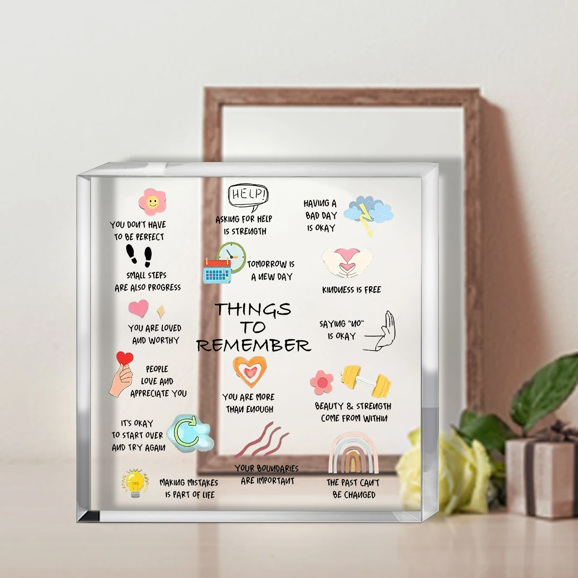 1pc Modern Acrylic Inspirational Quotes Desktop Decor | Mental Health Positive Affirmations Decorative Plaque | Office Home 4