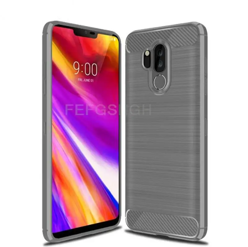 LG G7 ThinQ 용 Capa LG G7 ThinQ G710 G7 + G7 Plus LGG7 자기 링 스탠드 커버 용 브러시 탄소 섬유 소프트 실리콘 케이스