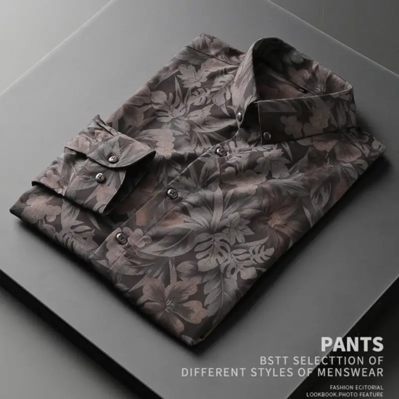 Men shirt long sleeve spring and autumn slim Korean fashion shirts and blouses business leisure youth British men's clothing