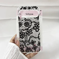 Elegant Black Lace Floral Pattern Clear Soft TPU Protective Phone Case - Google Pixel 11 (-1)