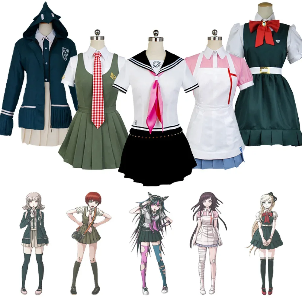 

Danganronpa Dangan Ronpa 2 Cos Jumpsuits Anime Cosplay Women Mikan Tsumiki Outfit Sets Halloween Party Dress Wig love live