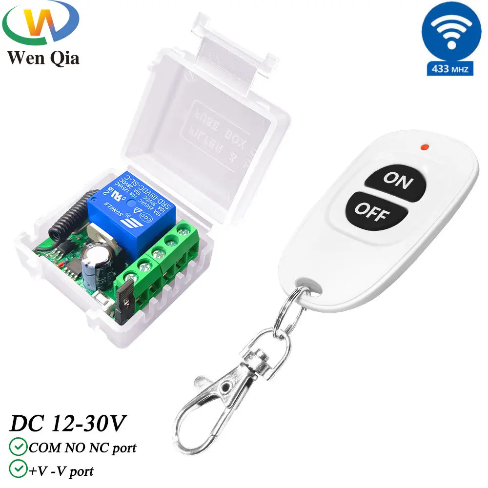 Wenqia Wireless Dc 12V 24V 30V Interruttore Di Controllo Remoto 10A Contatto Bagnato Contatto A Secco Ricevitore 2 In 1 Per Blocco Luce Moto Auto